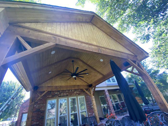 Cedar-beam covered patio